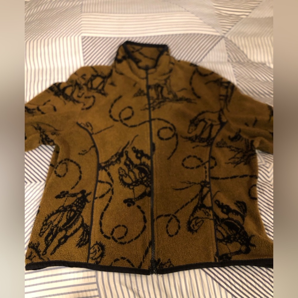 Kids large or women’s small retro western print zip up fleece
